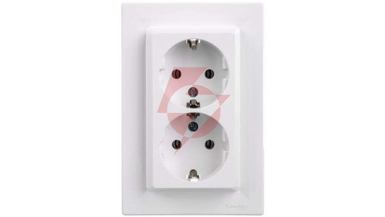 Gniazdo podwójne Asfora z/u SCHUKO 2P+Z białe (diy) z ramką EPH9901121