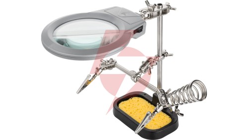 Zestaw trzecia ręka do lutowania 2 uchwyty + lupa z lampą LED 51226