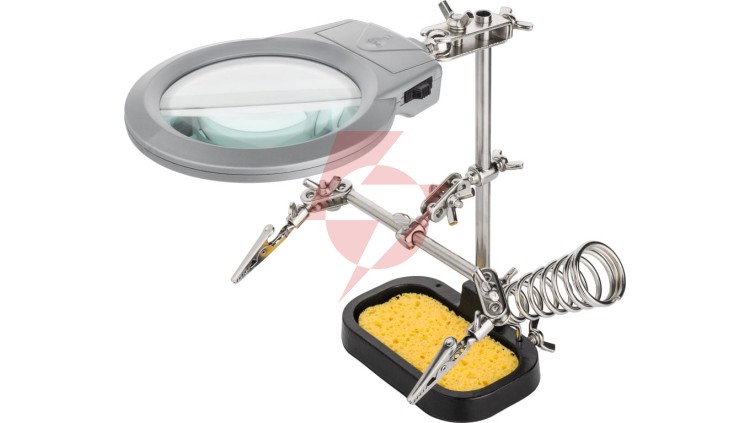 Zestaw trzecia ręka do lutowania 2 uchwyty + lupa z lampą LED 51226
