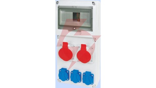 Rozdzielnica RSE-03 okienko 8 modułów okablowana 2x32A 3P+N+Z 400V, 3x16A 2P+Z 250V IP54 942082