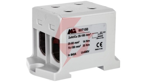 Złączka szynowa 2-torowa 35-150mm2 szara EURO multiOTL 150 2xAl/Cu 607150