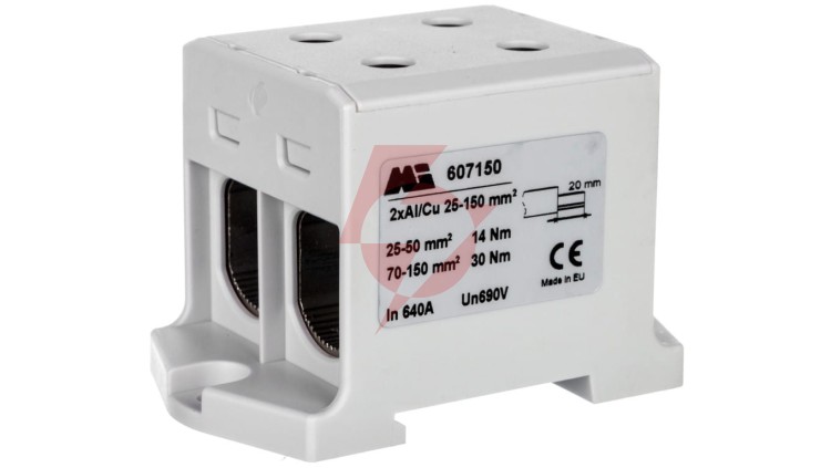 Złączka szynowa 2-torowa 35-150mm2 szara EURO multiOTL 150 2xAl/Cu 607150