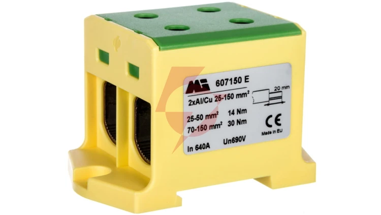 Złączka szynowa 2-torowa 35-150mm2 żółto-zielona EURO multiOTL 150 2xAl/Cu 607150 E