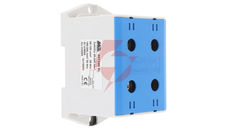 Złączka szynowa 2-torowa 35-240mm2 niebieska EURO multiOTL 240 2xAl/Cu 607240 BL