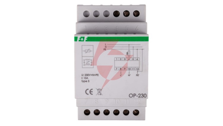 Ogranicznik przepięć Typ T3 z potrójnym filtrem przeciwzakłóceniowym 2P 1kV OP-230