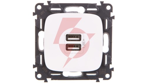 VALENA ALLURE Gniazdo ładowania usb podwójne białe 754995
