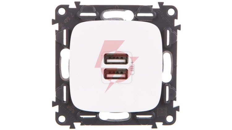 VALENA ALLURE Gniazdo ładowania usb podwójne białe 754995