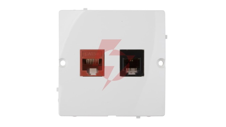 Simon Basic Gniazdo teleinformatyczne RJ45 kat.5e + RJ11 białe BMF5T.02/11