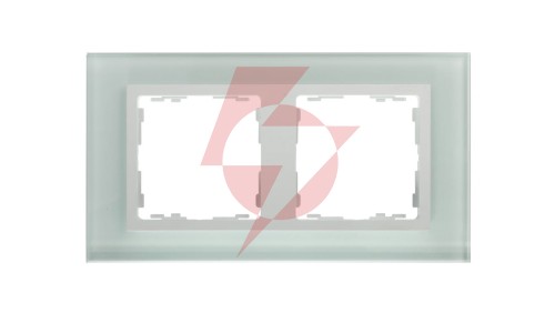 Simon 82 Ramka podwójna pozioma szklana natural/ ramka pośrednia biała 82627-60
