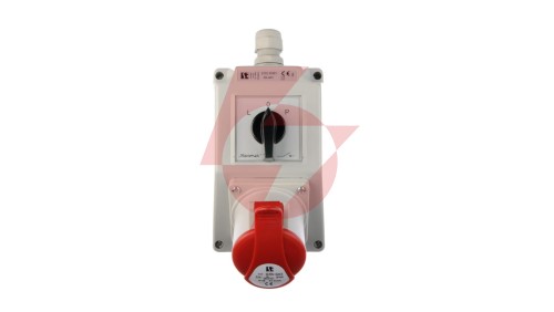 Zestaw instalacyjny z gniazdem 32A 4P (L-0-P) czerwony ZI02R361