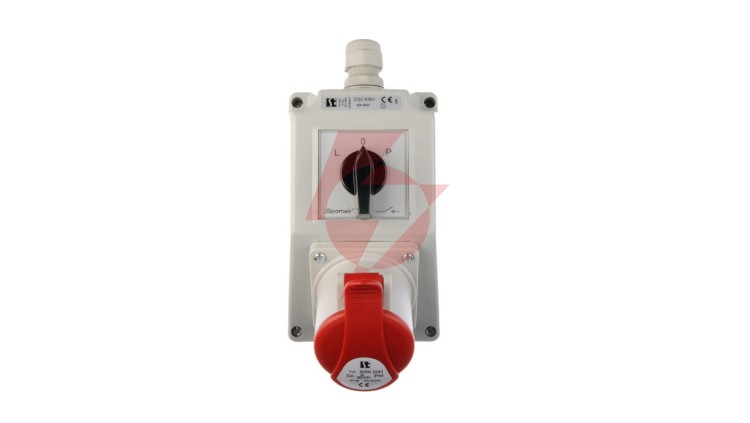 Zestaw instalacyjny z gniazdem 32A 4P (L-0-P) czerwony ZI02R361