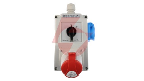 Zestaw instalacyjny z gniazdem 16A 5P+2P+Z (L-0-P) czerwony ZI03R221