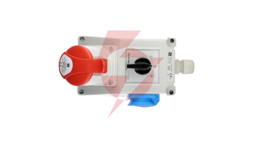 Zestaw instalacyjny z gniazdem 32A 5P+2P+Z (L-0-P) czerwony ZI05R461
