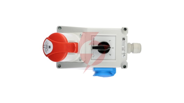 Zestaw instalacyjny z gniazdem 32A 5P+2P+Z (L-0-P) czerwony ZI05R461