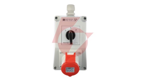 Zestaw instalacyjny z gniazdem 16A 4P (L-0-P) czerwony ZI02R121