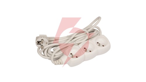 Przedłużacz 3-gniazda z/u 5m /H05VV-F 3G1/ biały P0315