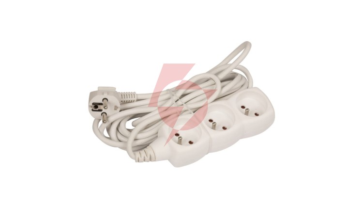 Przedłużacz 3-gniazda z/u 5m /H05VV-F 3G1/ biały P0315