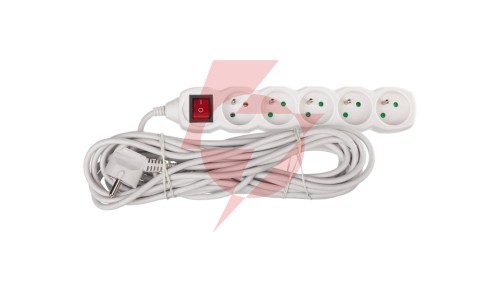 Przedłużacz z wyłącznikiem 5-gniazd z/u 10m /H05VV-F 3G1/ biały P1510