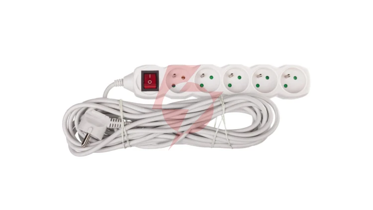 Przedłużacz z wyłącznikiem 5-gniazd z/u 10m /H05VV-F 3G1/ biały P1510