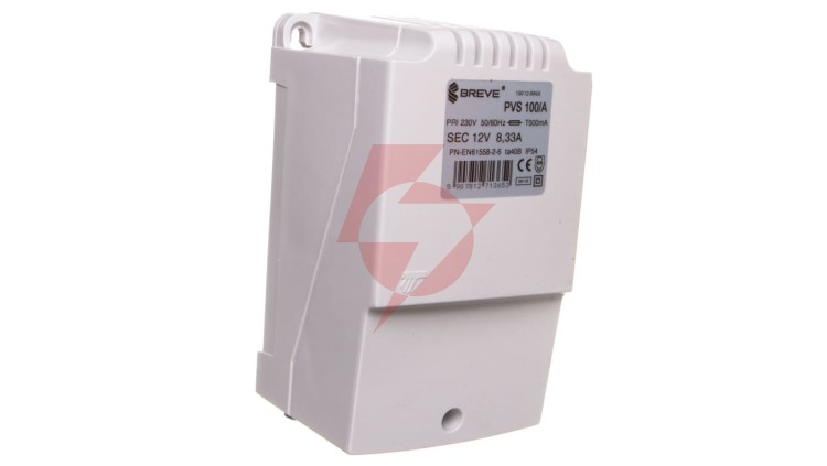 Transformator 1-fazowy bezpieczeństwa PVS 100 230/ 12V 8,33A, w obudowie, IP54, Ta 40, 16012-9956