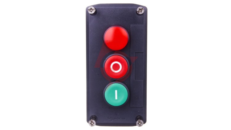 Kaseta sterownicza 3-otworowa I/O + lampka sygnalizacyjna czerwona 24V AC szara IP65 XALD363B