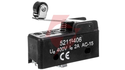 Wyłącznik krańcowy miniaturowy 1CO z rolką wzdłuż dźwigni W0-5211-406