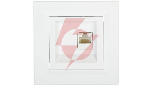 Gniazdo komputerowe Asfora pojedyncze RJ45 kat.5e białe z ramką EPH4300121