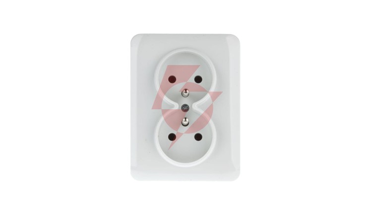 Lumina Gniazdo podwójne z/u 16A kompletne białe WL1220