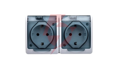 Hermes Gniazdo hermetyczne Schuko z/u z klapką dymną 16A IP44 białe 0325-01