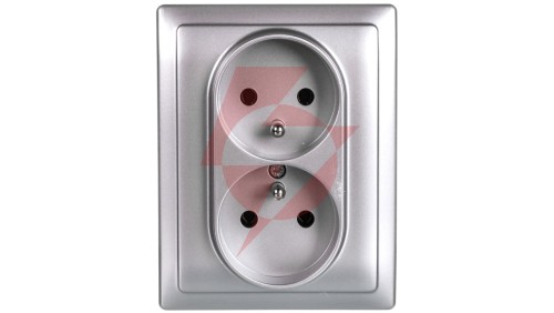 KOS66 Gniazdo podwójne z/u kompletne aluminium 664036