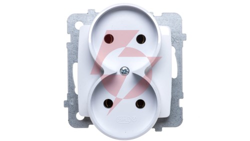 KARO Gniazdo podwójne b/u białe GP-2SR/m/00