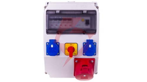 Rozdzielnica stacjonarna ADAMÓW 32A/5PxB 2GSx2B FI40 R.0-1-32A IP44 9036320W