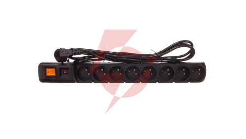 Przedłużacz przeciwprzepięciowy 8-gniazd z/u ACAR S8 FA RACK 19 3m czarny