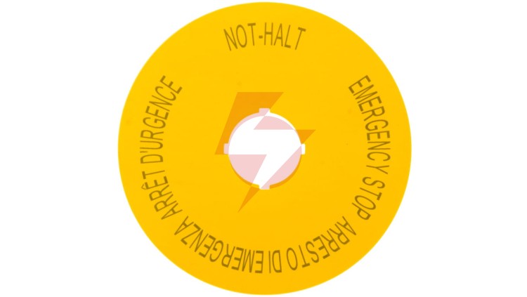 Tabliczka opisowa żółta okrągła fi90 EMERGENCY STOP M22-XAK11 121085