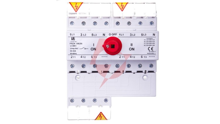 Przełącznik sieć-agregat 63A 3P+N (biegun N nierozłączalny) PRZK-3063NW01