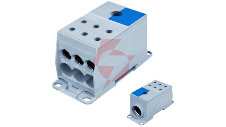 Blok rozdzielczy AL/CU 1-potencjałowy 175A we 1x95-240mm2 wy 6x10-50mm niebieski AUX38503N