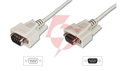 Kabel przedłużający RS232 1:1 Typ DSUB9/DSUB9, M/Ż beżowy 5m AK-610203-050-E