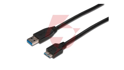 Kabel połączeniowy USB 3.0 Typ USB A/microUSB B, M/M czarny 0,25m AK-300117-003-S