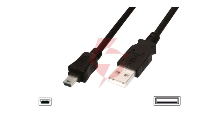 Kabel połączeniowy miniUSB 2.0 /Canon/ Typ USB A/miniUSB B(5pinów), M/M czarny 3m AK-300130-030-S