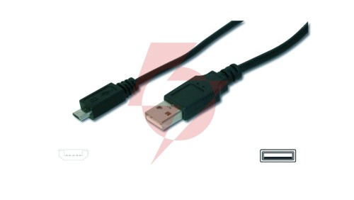 Kabel połączeniowy microUSB 2.0 Typ USB A/microUSB B, M/M czarny 1m AK-300127-010-S