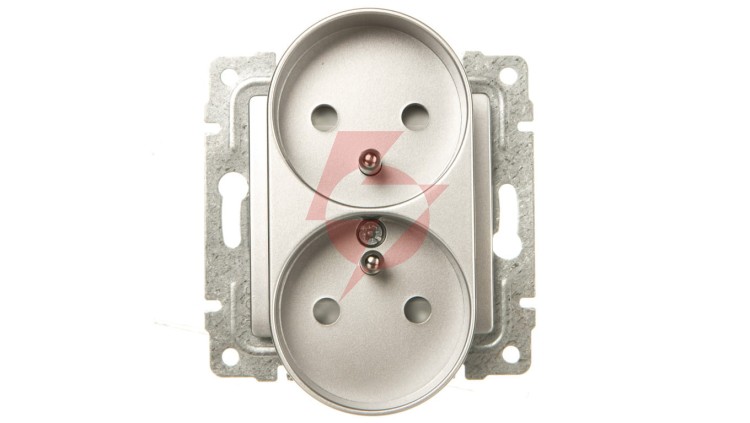 VENA Gniazdo podwójne z/u z przesłonami aluminium 514047