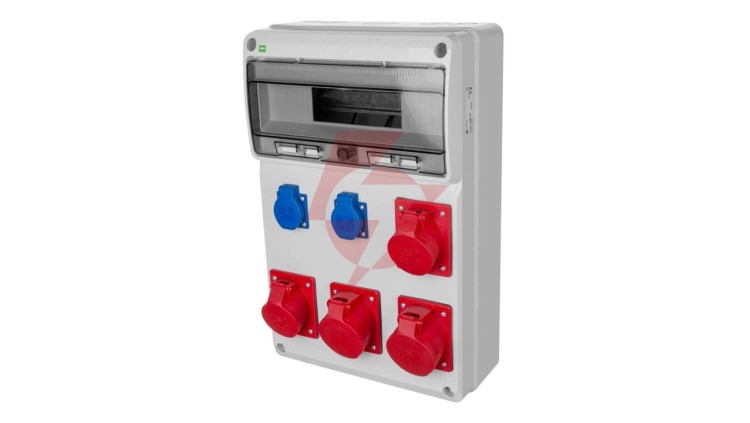 Rozdzielnica budowlana RS-13 13-mod. 2x2P+Z, 2x16A/5P, 2x32A/5P, IP44 bez zabezpieczeń 6251-00