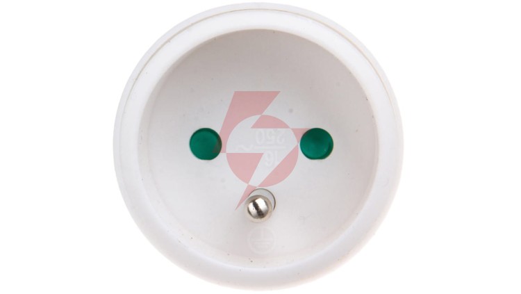 Gniazdo przenośne proste 10/16A 250V 2P+Z z uchwytem białe EM-FBYC-01 P0045