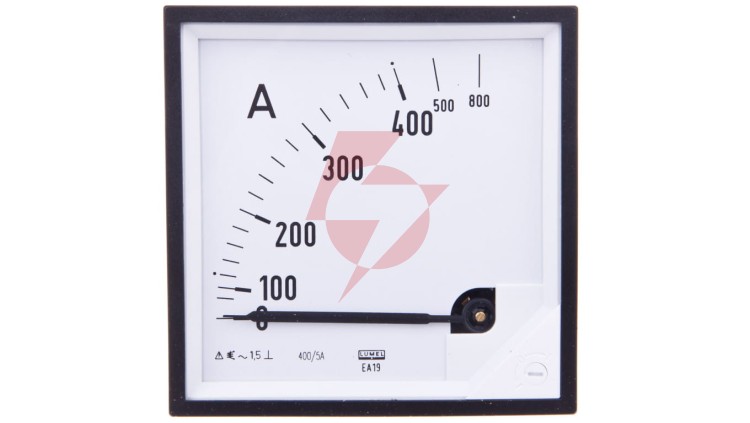 Amperomierz analogowy tablicowy 400/800A do przekładnika 400/5A 96x96mm IP50 C3 K=90 st. EA19N F42100000000