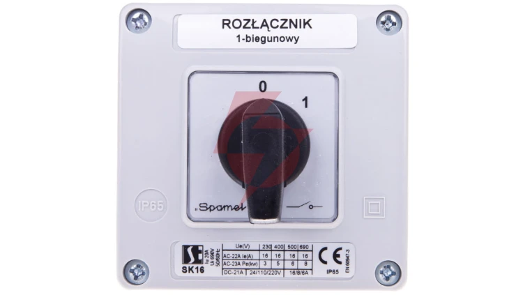 Łącznik krzywkowy 0-1 1P 16A w obudowie SK16-1.825OB11