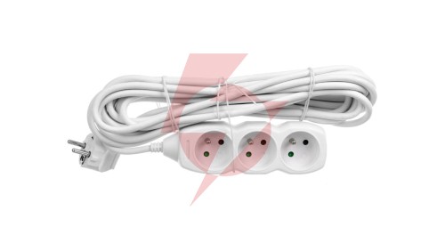 Przedłużacz 3-gniazda z/u 7m /H05VV-F 3G1/ biały P0317