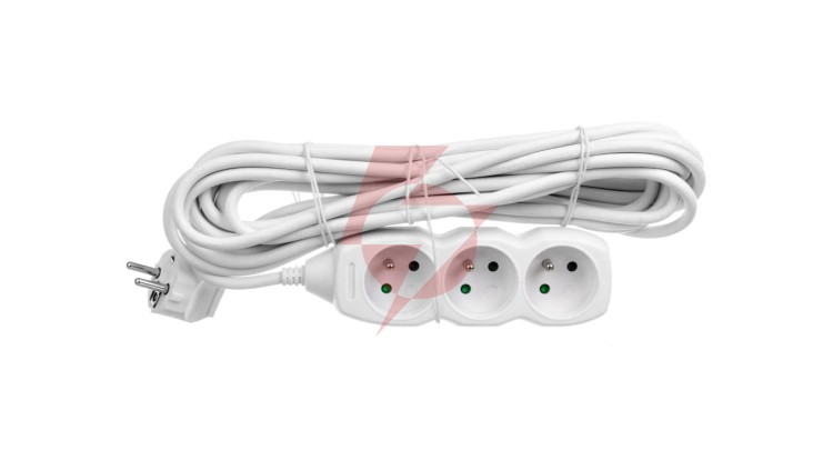 Przedłużacz 3-gniazda z/u 7m /H05VV-F 3G1/ biały P0317
