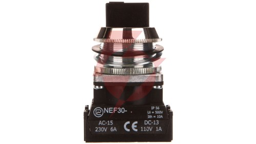 Przełącznik 3 położeniowy pokrętło 30mm czarny 2Z bez samopowrotu W0-NEF30-TPC 2X S