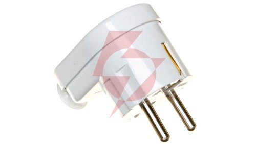 Wtyczka kątowa 16A 2P+Z Uni-Schuko 250V biała WT-16U