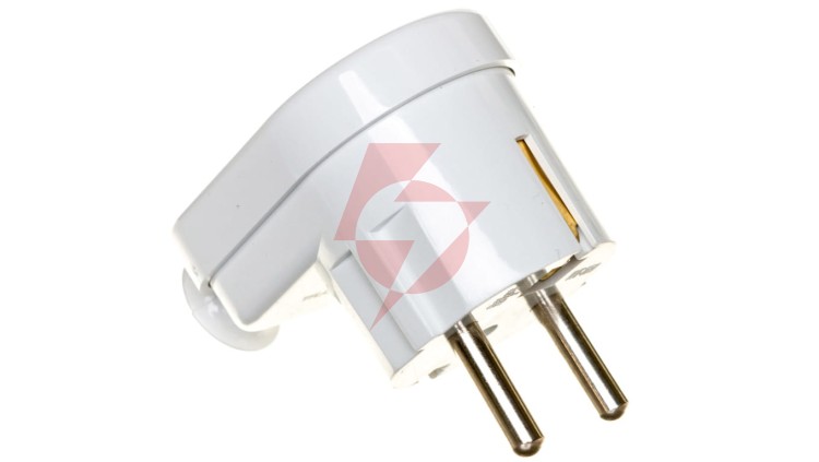 Wtyczka kątowa 16A 2P+Z Uni-Schuko 250V biała WT-16U